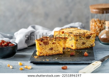Pan di sorc or corn bread is traditional Italian dish of Friuli region, It is produced with three flours: rye, wheat and corn and filled with raisins and figs.