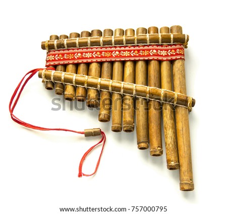  Pan Flute. Woodwind instrument isolated on white background