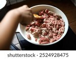 Pan fry fresh ground beef