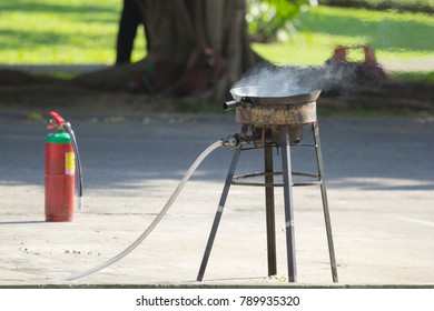 Pan On A Gas Burner, Prepare For Fire Drill