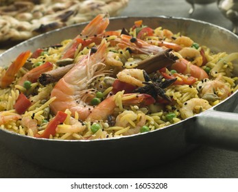 Pan Of Prawn And Vegetable Biryani