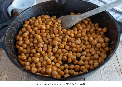 Pan Roasted Chick Peas In A Cast Iron Skillet