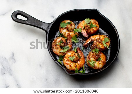 Pan Seared Spicy Shrimp in Cast Iron