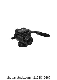 Pan And Tilt Head For Camera Tripod. A Mechanism For Securely Fixing The Camera And The Main Change In Its Position When Taking Photos And Videos. Isolate On A White Background.