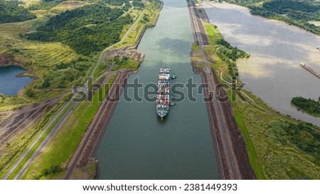 Panama Canal, Canal locks, Maritime Transit, container ship, Gatun Lake, climate change, Panama mining