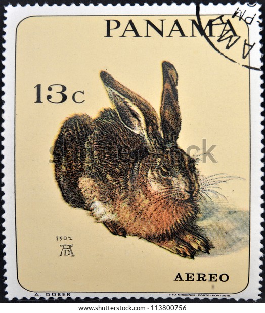 PANAMA - CIRCA 1965: A stamp printed in Panama shows the young hare by Albrecht Durer, circa 1965