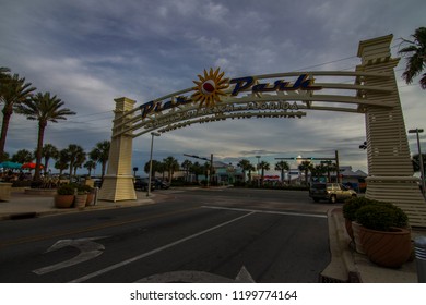 Panama City Beach, Florida, USA 5/27/2015 Shots Of Sign Of Pier Park Entrance Day And Night 