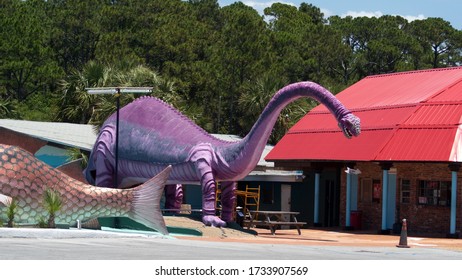 PANAMA CITY BEACH, FLORIDA, USA - MAY 13, 2020: Whimsical Statues At A Miniature Golf Course On The Beach