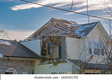 Panama City, Florida, USA, 12/07/2018. Damaged House From Hurricane Michael.