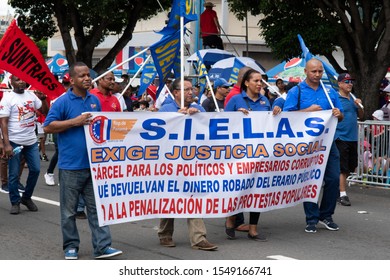 Panama City, Panama - Nov 3rd, 2019 -  National Union Of Workers During Panama National Day Parade Celebrating The Separation Of Panama From Colombia.