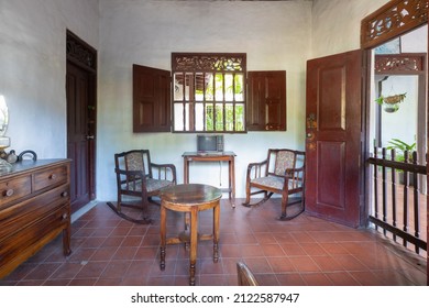 Panama City, September 8, Interior Of A Typical Colonial House With Furniture From The 60s. Shoot On September 8, 2021