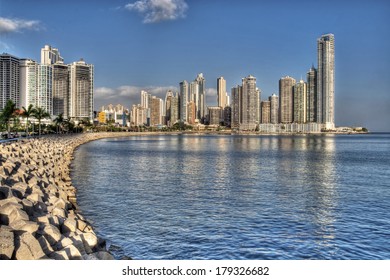 Panama City Skyline And The Panama Bay.