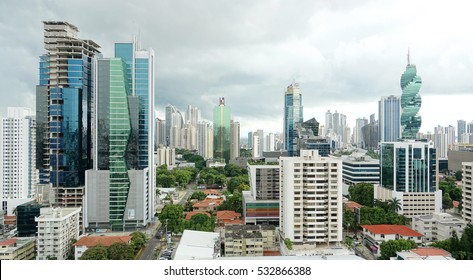  PANAMA CITY-PANAMA-DEC 8, 2016: View of the modern skyline of Panama City with all its high rise towers in the heart of downtown     