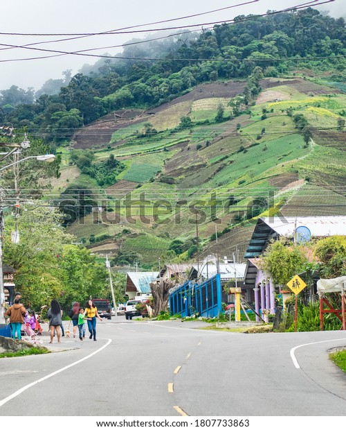 Chiriquí, Panama- December 23, 2019: Views of the\
community of Guadalupe in the productive district of Tierras Altas.\
These mountains are cultivated with different vegetables such as:\
carrots, potatoe