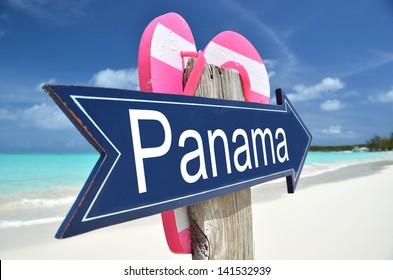 Panama Sign On The Beach