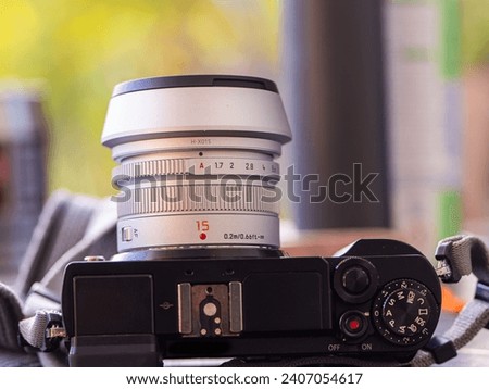 Panasonic camera resting on table