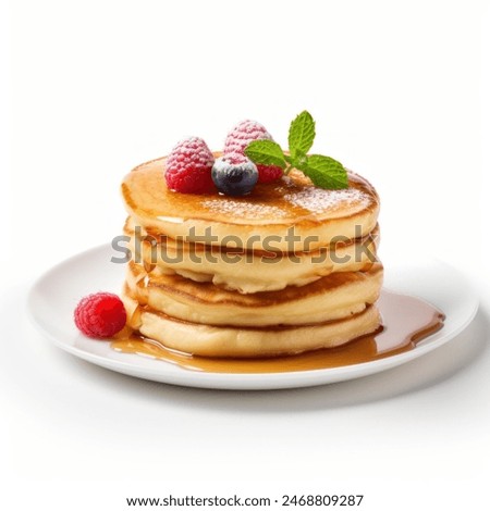 pancake with berries topping isolated in white background