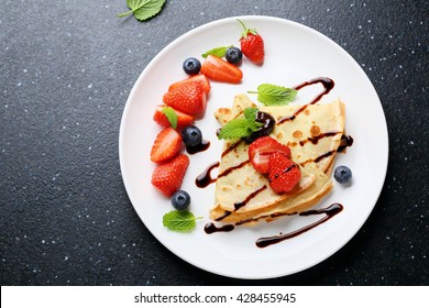 Pancake With Chocolate, Food Top View