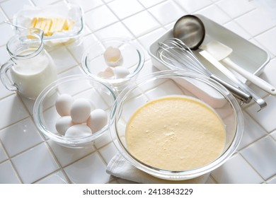 Pancake making, ingredients, utensils kitchen, cooking, pancakes