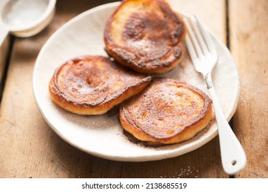 Pancakes With Apples, Cinnamon And Icing Sugar 