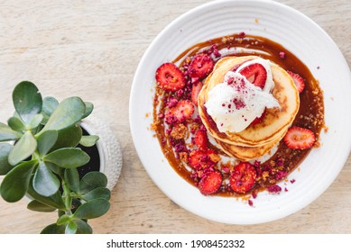 Pancakes With Berries Flay Lay