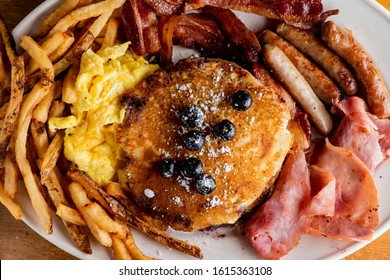 Pancakes Scrambled Egg Sausage Stock Photos Images Photography Shutterstock