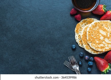 Pancakes border background, overhead