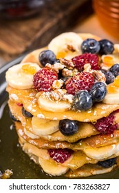 Pancakes tower stack for Pancake day or Shrove Tuesday.