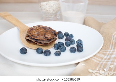 Pancakes From Whole Wheat And Oats With Blueberry