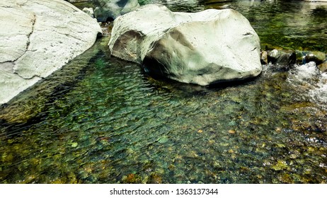 Pance River In Cali, Colombia. Beautiful Clear Blue Water River And Nature At The Farallones National Park.