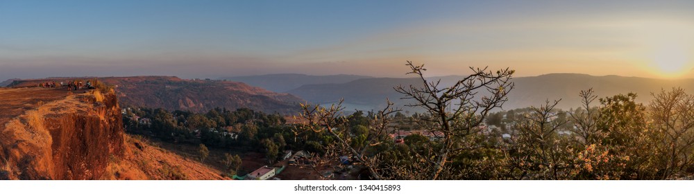 Panchgani, Maharashtra / India - Feb 11 2016: Part of the Deccan plateau, nestled among the hills of Sahyadri mountain ranges. Known for it's Table land, a large flat expanse of volcanic laterite rock