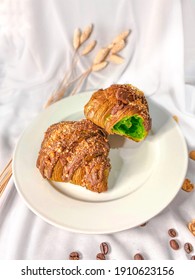 Pandan Nutella Croissant With Nougat Crunchy Outside