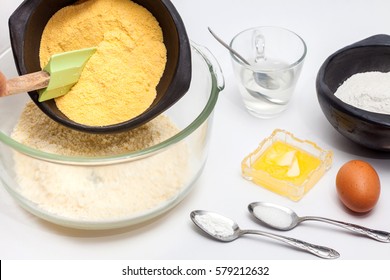 Pandebono Preparation : Adding Cornmeal For Pandebono Dough