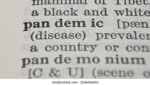 Pandemic Dictionary Definition Close-up. Shallow Depth Of Field.