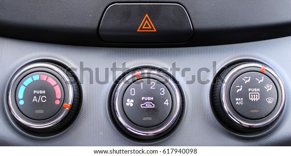 panel climate control unit car\
Hyundai Elantra 2008 release and emergency button on the center\
panel