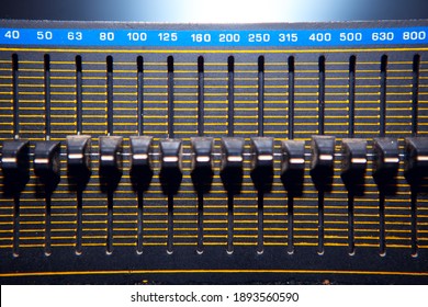 Panel Of Hardware Graphic Equalizer . Device For Sound Recording And Reproduction