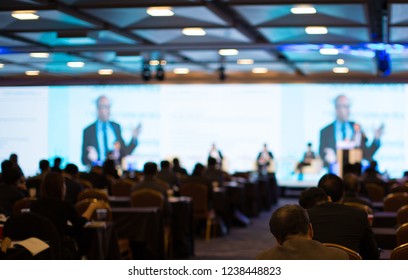 Panel on Stage during Discussion Event. Debate with Experts during Conference Seminar Presentation. Successful Executives and Entrepreneur Speakers and Presenters in Conference Hall Lecture Series.
 - Shutterstock ID 1238448823