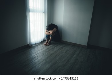 Panic Attacks Alone Young Girl Sad Fear Stressful Depressed Emotional.crying Use Hand Cover Face Begging Help.stop Abusing Domestic Violence In Women,person With Health Anxiety,people Bad Feeling Down