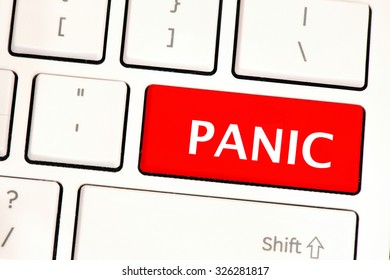 Panic. Computer white keyboard with panic . Computer white keyboard