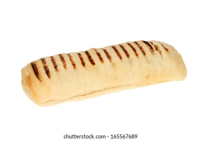 Panini bread roll isolated against white