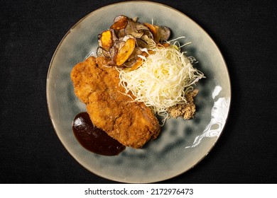 Panko Fried Fish, Quinoa Coleslaw, Chips, And BBQ Sauce