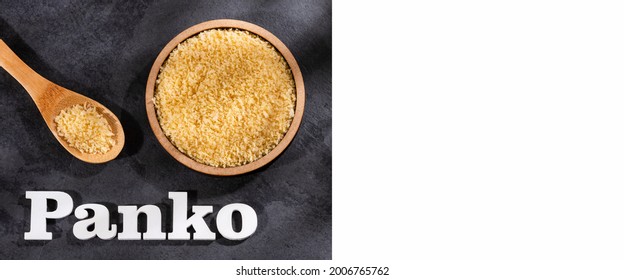 Panko Japanese Bread In Crumbs In The Wooden Bowl