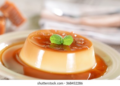 Panna Cotta Dessert With Caramel Sauce