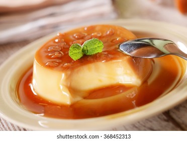 Panna Cotta Dessert With Caramel Sauce