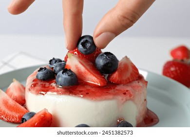 Panna cotta dessert, on the table, close-up. - Powered by Shutterstock
