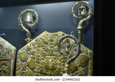 PANNONHALMA, HUNGARY - AUGUST 13, 2021: Crosier Shepherds Crook In Pannonhalma Benedictine Abbey In Pannonhalma, Hungary