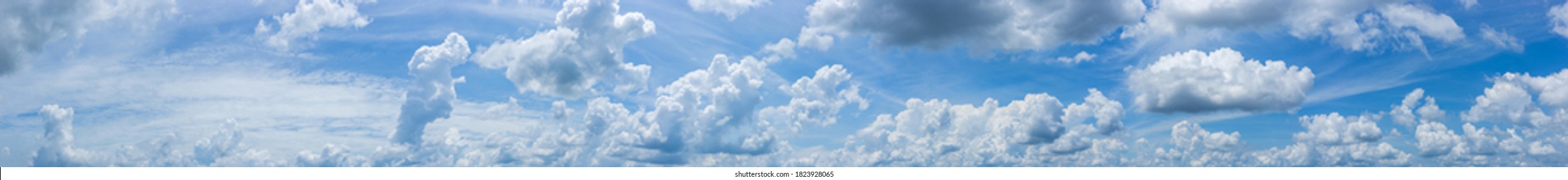 Panoama blue sky with tiny clouds.                                                 