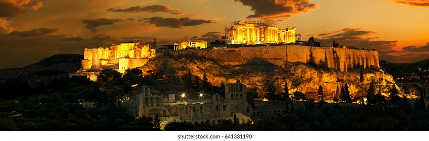 Panorama Of Acropolis Before Sunrise