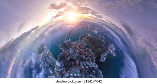 Panorama aerial view of Hong Kong City - Tseung Kwan O - Shutterstock ID 2114174042