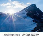 Panorama of Aiguille de la Grande Sassière Peak with Glacier at Sunrise